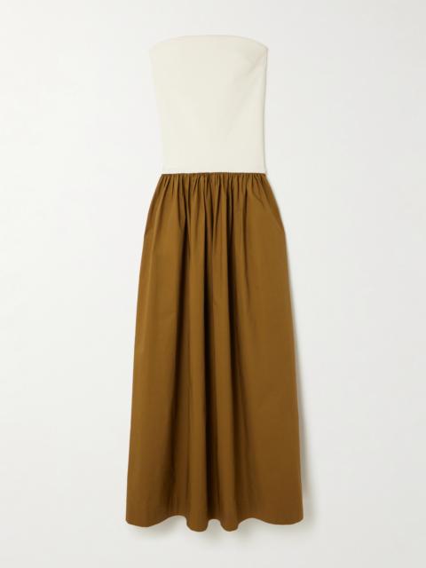 Duo Strapless Stretch-knit And Cotton-poplin Maxi Dress