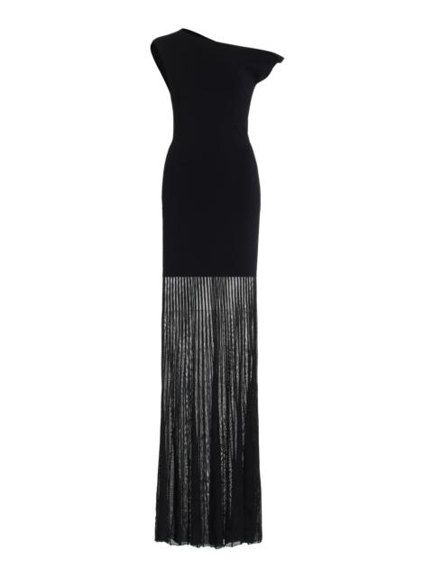 Indigo Twist Paneled Crepe And Chiffon Maxi Dress black