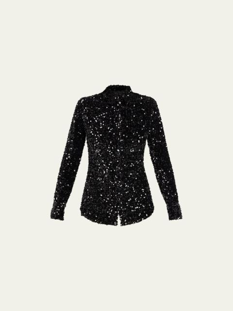 Sequined Button Down Shirt