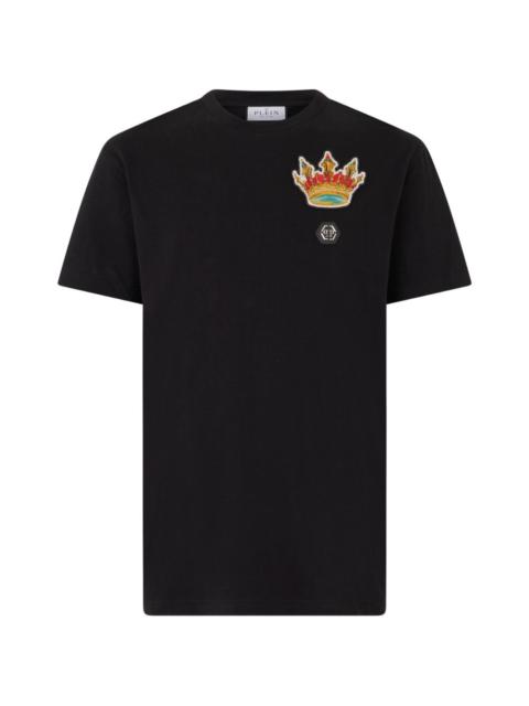 embroidered crown crystal T-shirt