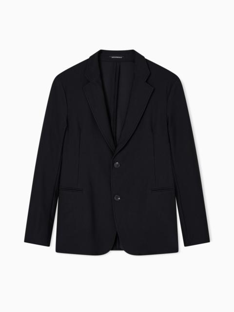 SINGLE-BREASTED JACKET IN TECHNICAL JERSEY WITH A 3D MICRO-TEXTURED EFFECT