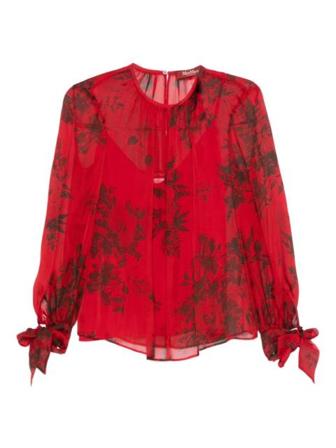 floral-print tie-cuff blouse