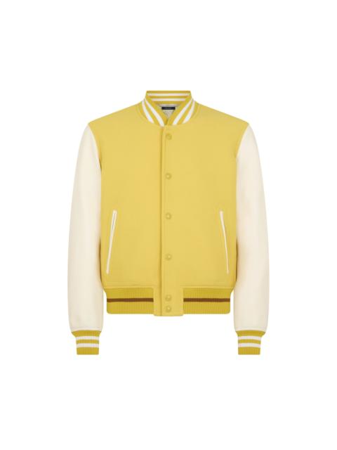 VARSITY BOMBER WITH LEATHER SLEEVES