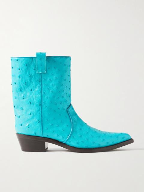 Clive Embroidered Ostrich Ankle Boots