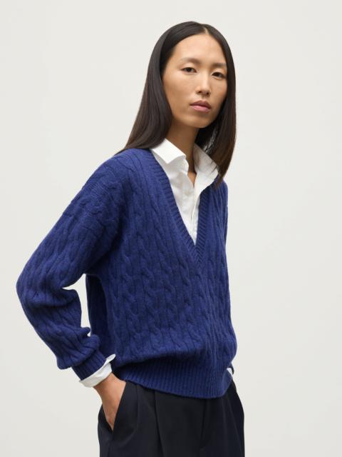 Kylesku Deep V Blue Cashmere Jumper
