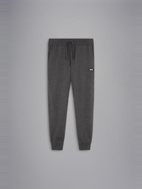 WOOL TRACKPANTS WITH LEATHER DETAILS