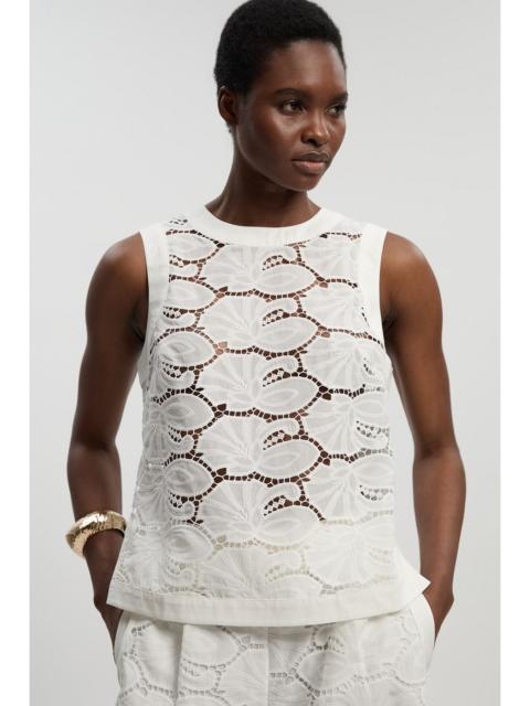Cotton Cutwork Woven Shell Top