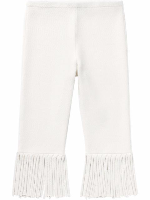 textured fringed biker shorts