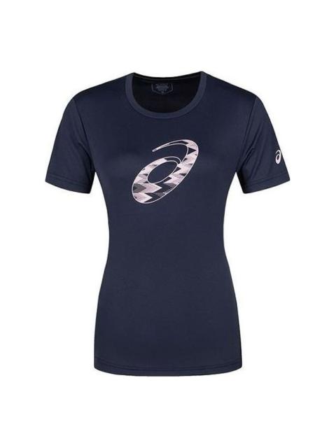 (WMNS) ASICS Spiral Graphic Short Sleeve T-Shirt Asia Sizing 'Midnight' 2032D020-402