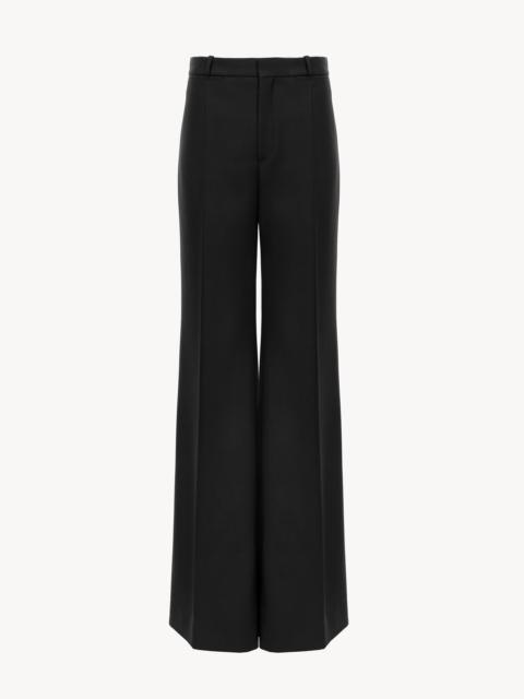 FLARED TAILORED PANTS IN WOOL GRAIN DE POUDRE