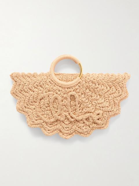 Bracelet Paravent embroidered faux raffia tote Peach