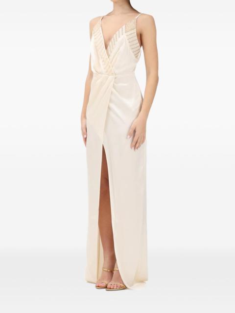 beaded V-neck maxi dress