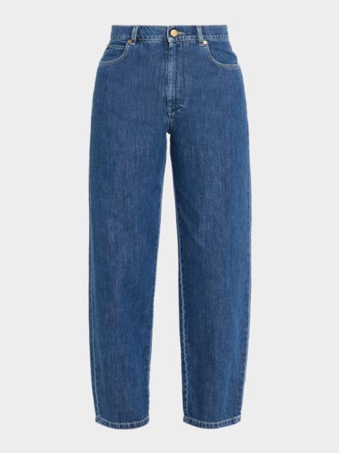 Asia Cropped Cotton Denim Candle-Leg Jeans