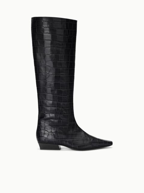 STAUD WALLY FLAT BOOT BLACK CROCO