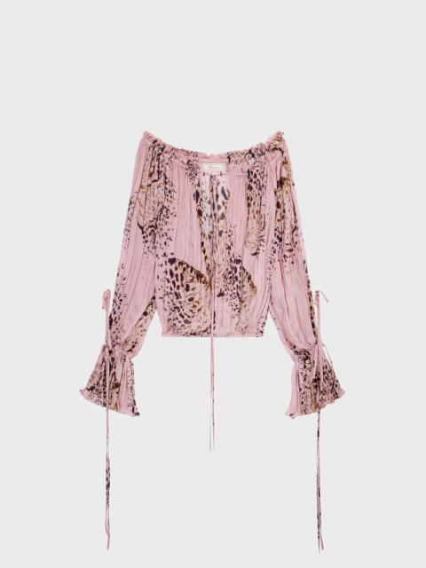 PRINTED PLEATED GEORGETTE BLOUSE