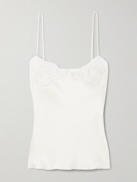 Lace-trimmed Silk-satin Camisole