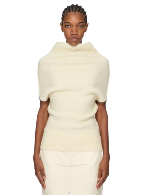 Rick Owens Crater Alpaca & Wool Blend Funnel Neck Sweater in Milk at Nordstrom