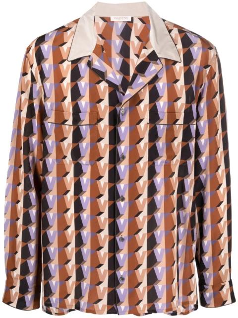 graphic-print silk shirt