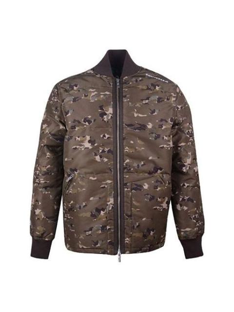 Converse Printed Camo Mid Stand Collar Down Jacket 'Camo Green' 10018124-A01