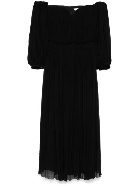 pleated maxi dress