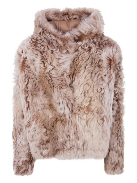 hooded lamb-fur jacket