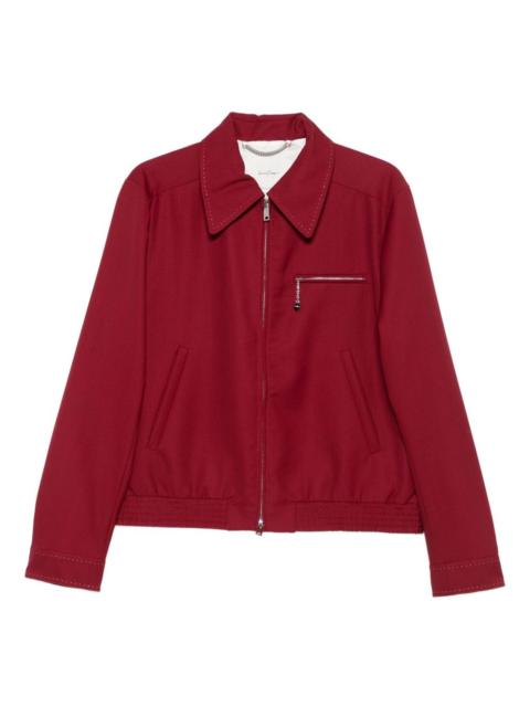 zip-fastening stitched-detail jacket