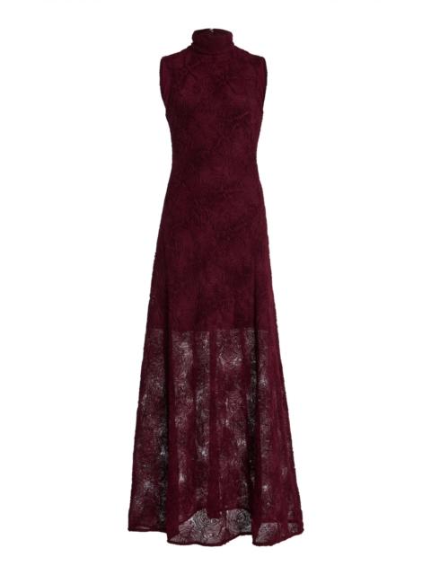Floral Mesh Maxi Dress burgundy