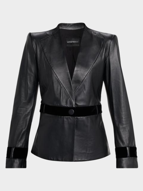 Single-Button Leather Jacket
