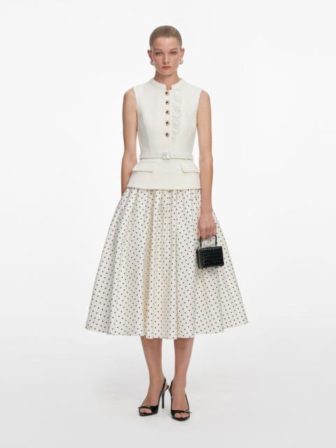 Cream Boucle Polka Dot Midi Dress