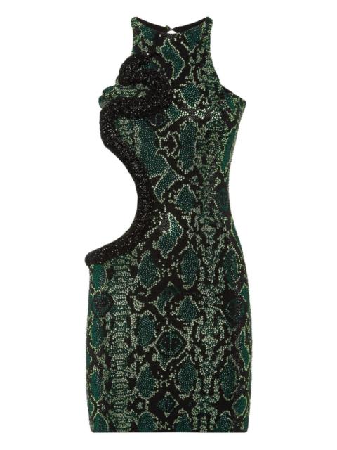 snakeskin-print mini dress