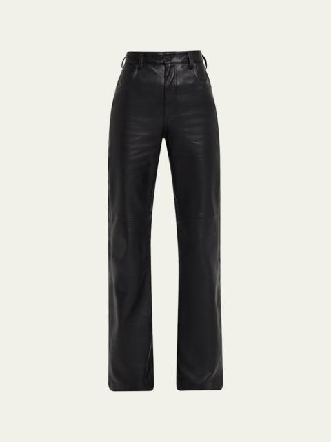 Joan Leather Straight-Leg Pants