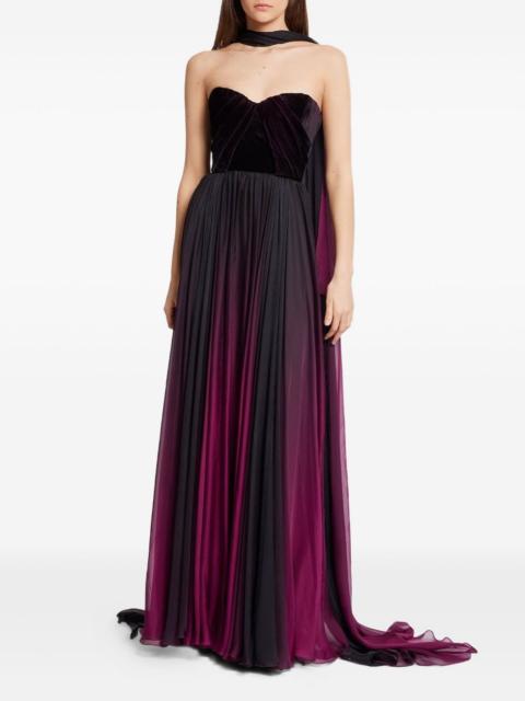 velvet-panel maxi dress