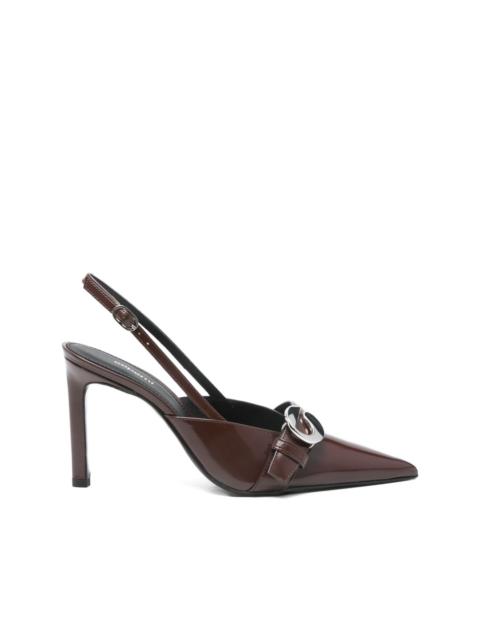 95mm leather heeled pumps