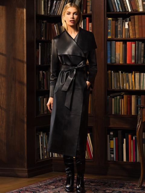 MAI-L Long Leather Wrap Coat