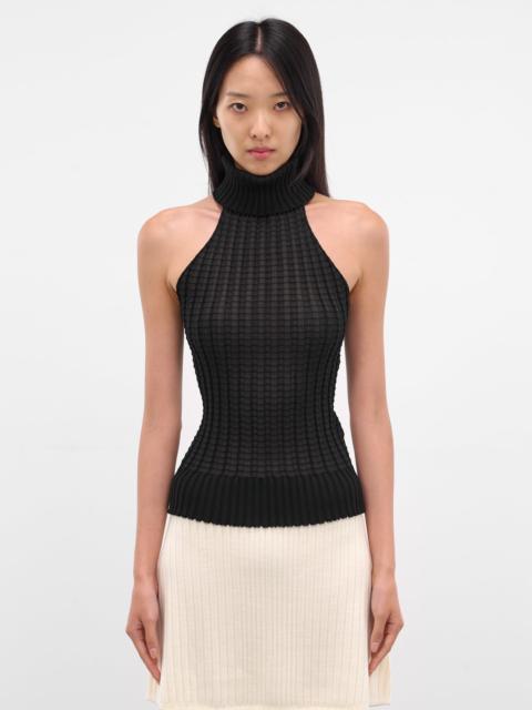 Alba Black Ribbed Halter Turtleneck