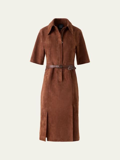 Suede Belted Midi Shirtdress