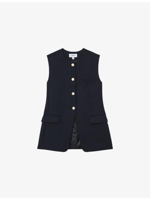 Gabi Button-Through Stretch-Woven Waistcoat