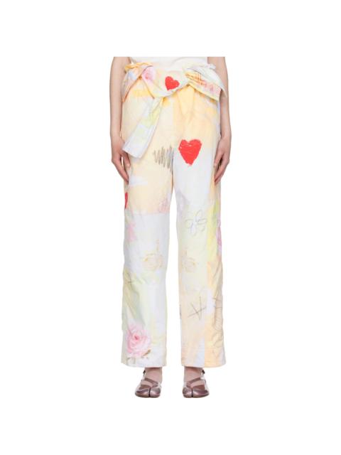 Multicolor Graphic Wrap Padded Trousers
