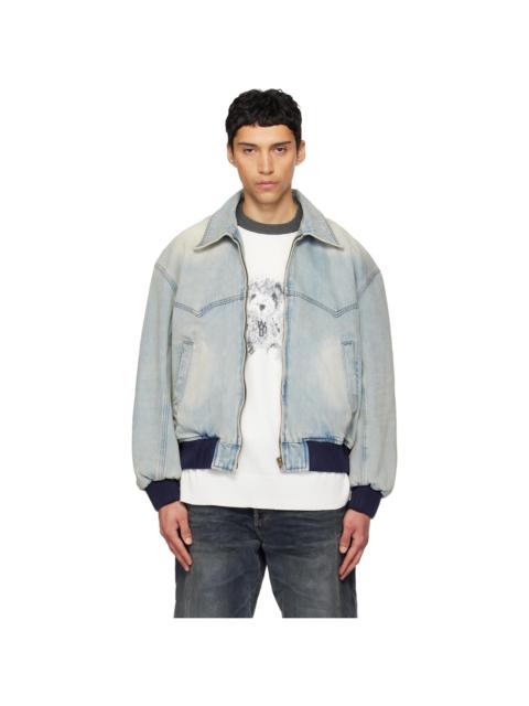 Blue Western Harrington Denim Jacket