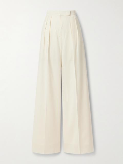 Piombo Pleated Wool Wide-leg Pants