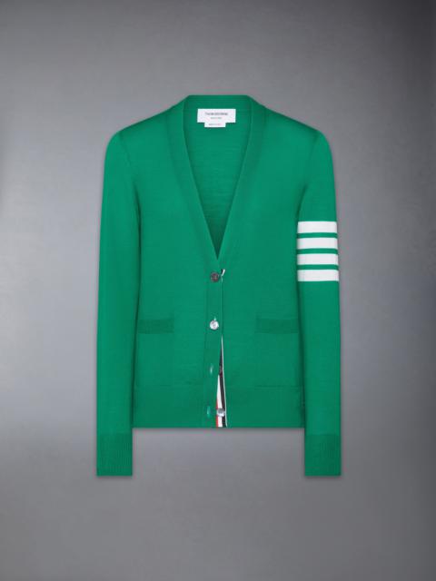 MERINO WOOL 4-BAR RELAXED FIT V-NECK CARDIGAN