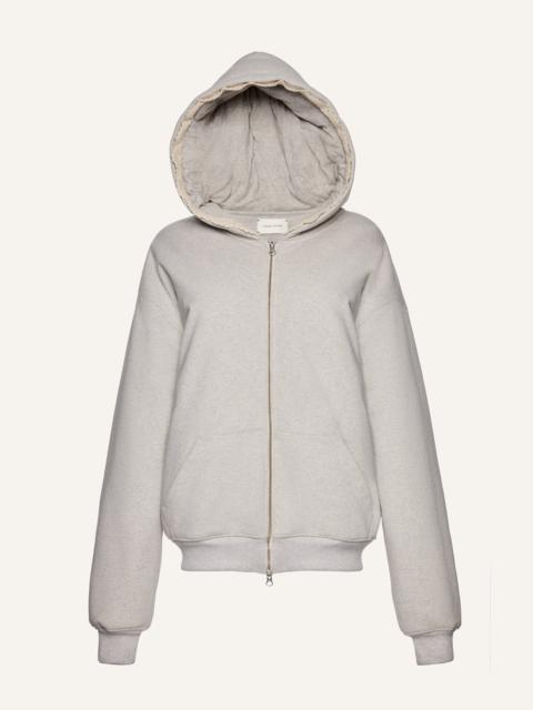 Lace-detail zip up hoodie in grey