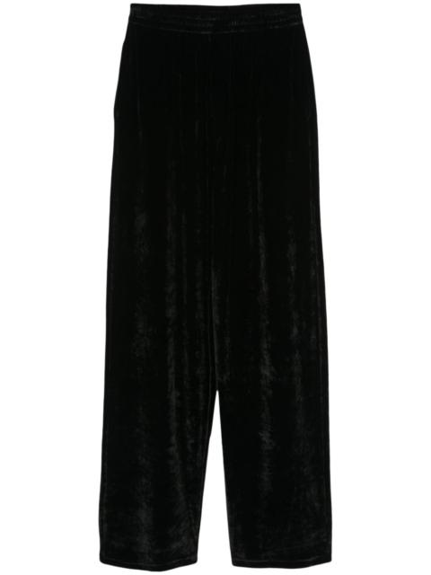 velvet-effect straight-leg trousers