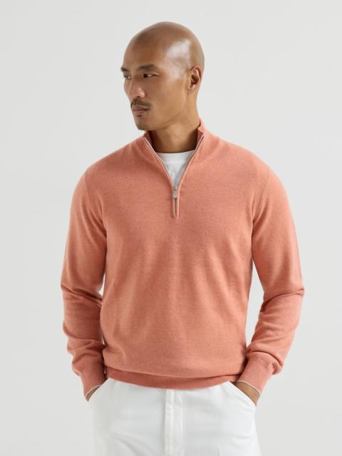 Cashmere sweater with half zip