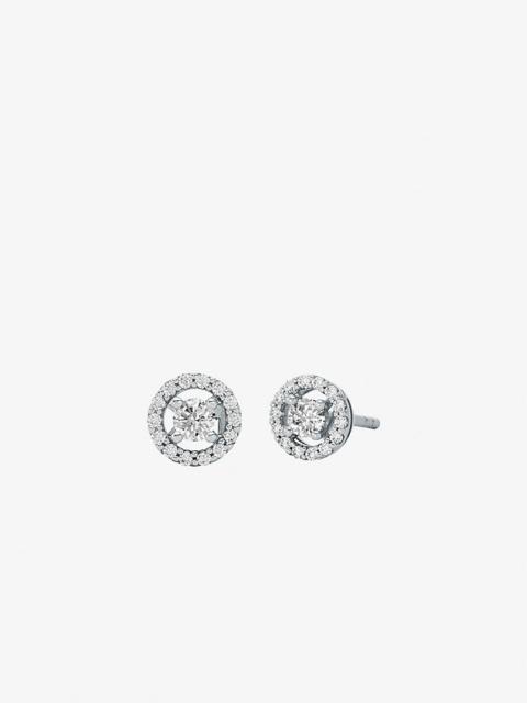 Precious Metal-Plated Sterling Silver Pavé Halo Stud Earrings