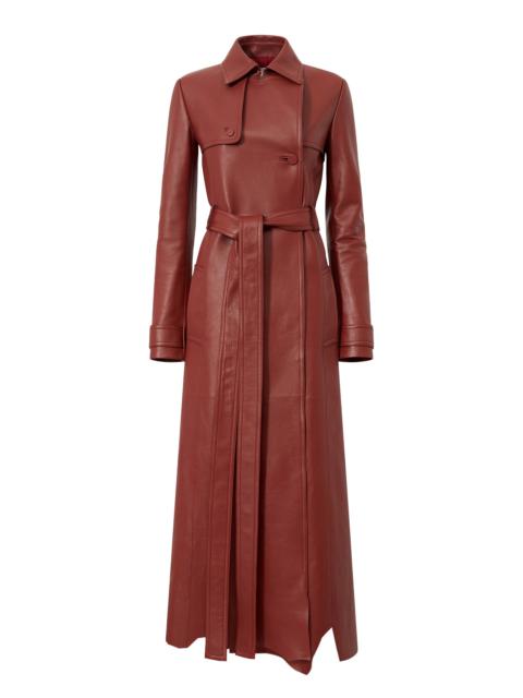 Pavel Raw Cut Trench Coat in Burnt Sienna Soft Leather