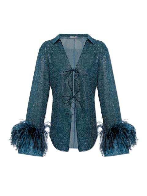 Lumière Plumage tie-fastening top