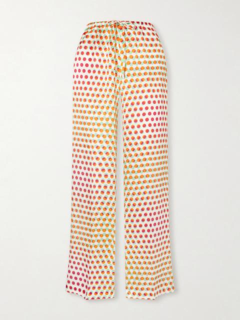 Printed Silk-satin Wide-leg Pants