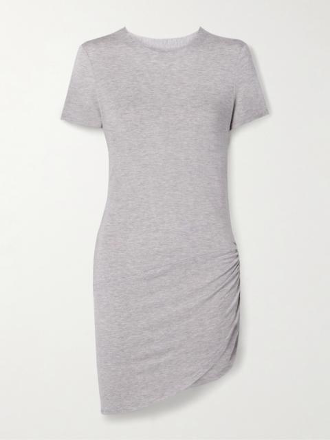 Asymmetric Ruched Stretch-jersey Mini T-shirt Dress