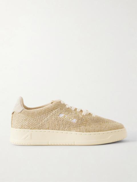 Easyknit Suede-trimmed Metallic Knitted Sneakers